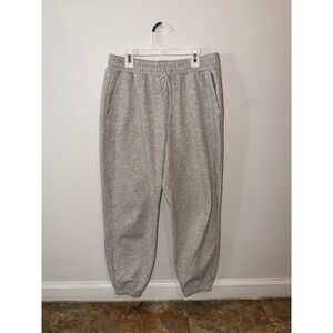 Fabletics Women's Heather Gray Fleece Lined Joggers Sweatpants Size L Drawstring